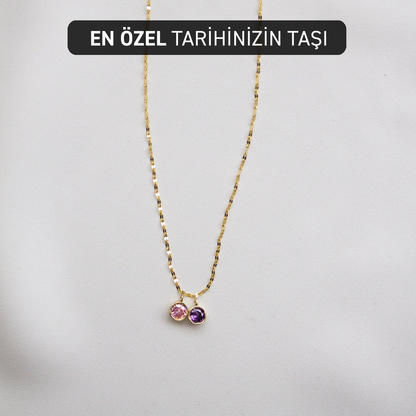 14 Ayar Altın Doğum Taşı Kolye