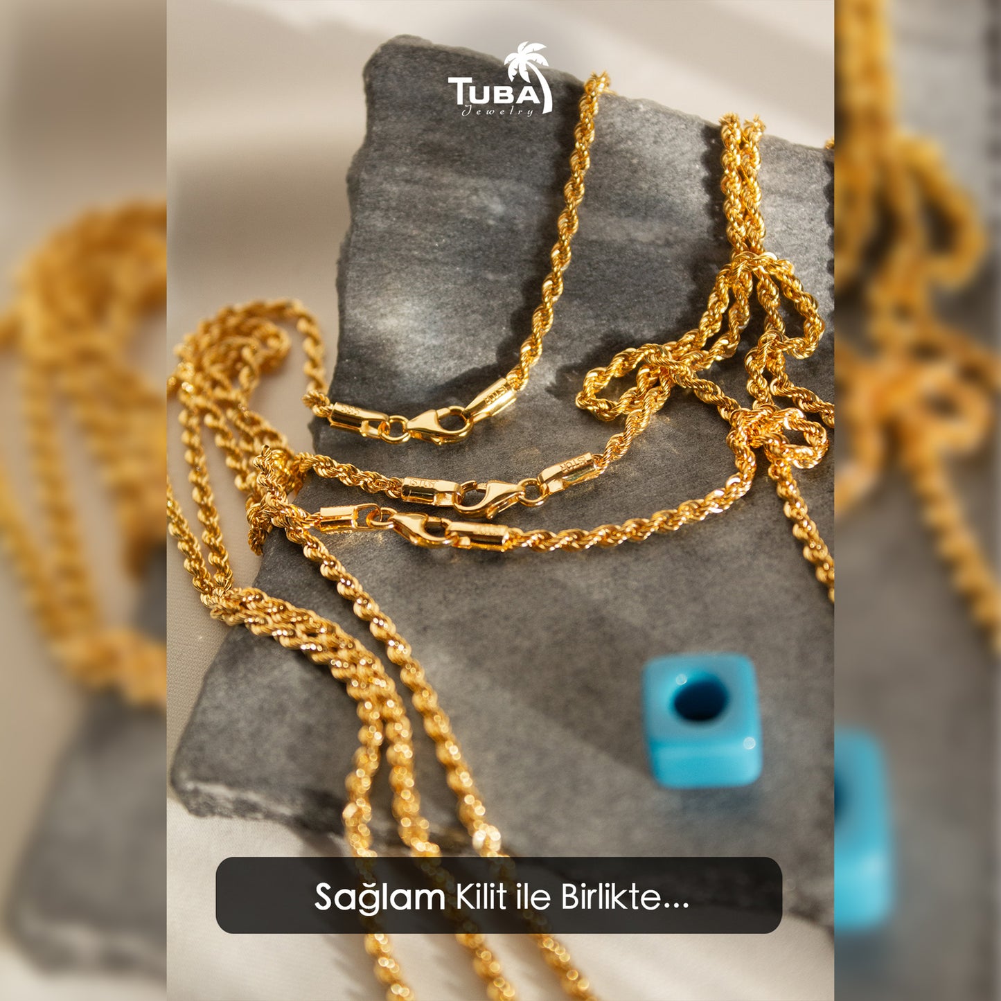 14 Ayar Altın Halat Burgu Zincir Kolye