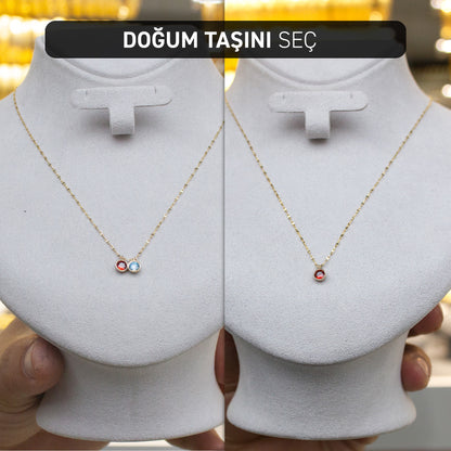 14 Ayar Altın Doğum Taşı Kolye