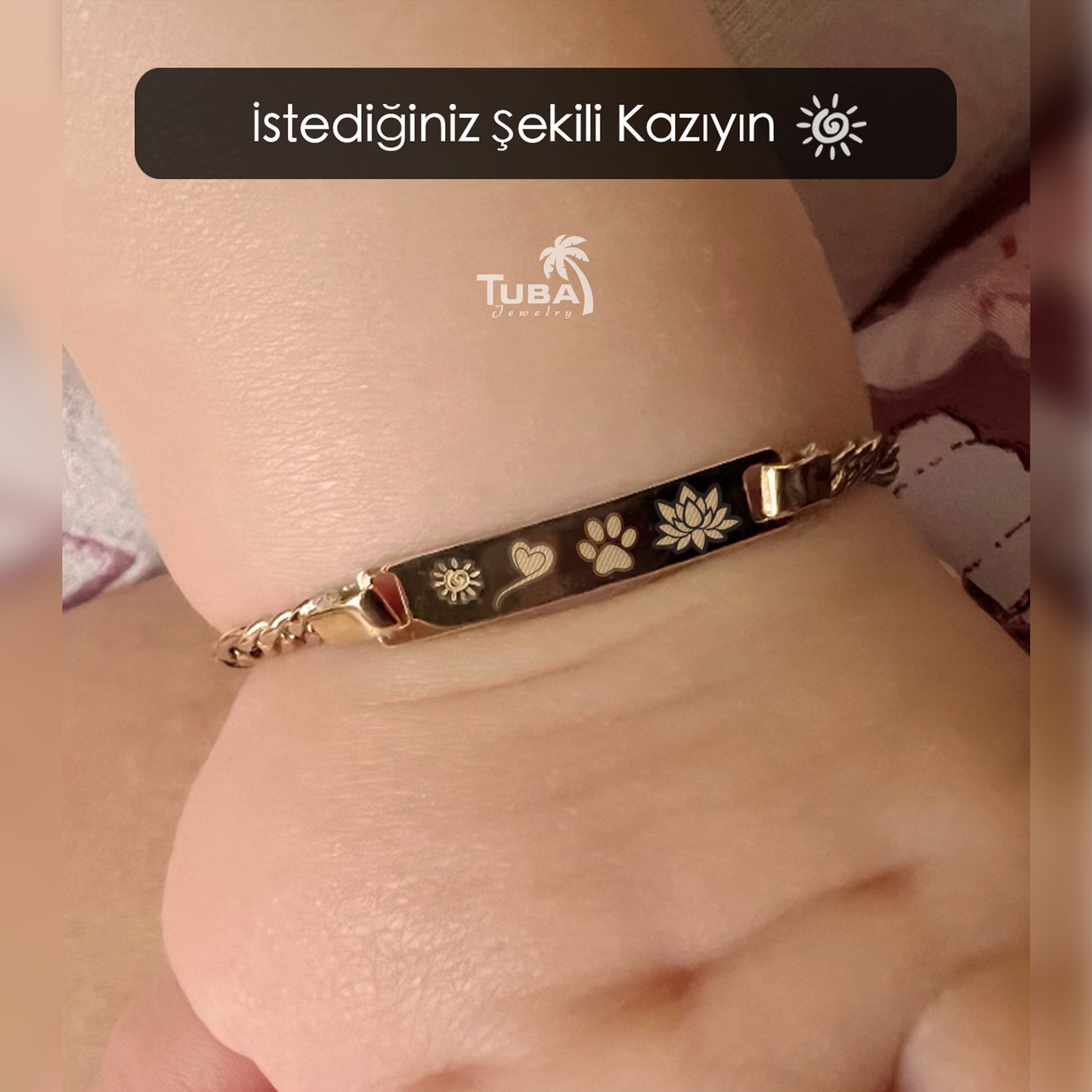 14 Ayar Altın Bebek Künyesi