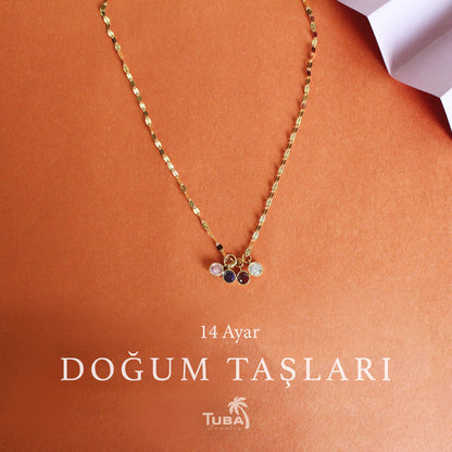 14 Ayar Altın Doğum Taşı Kolye